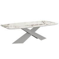 Обеденный стол Кастор овальный, утопленная глянцевая керамика, 180 × 90 см