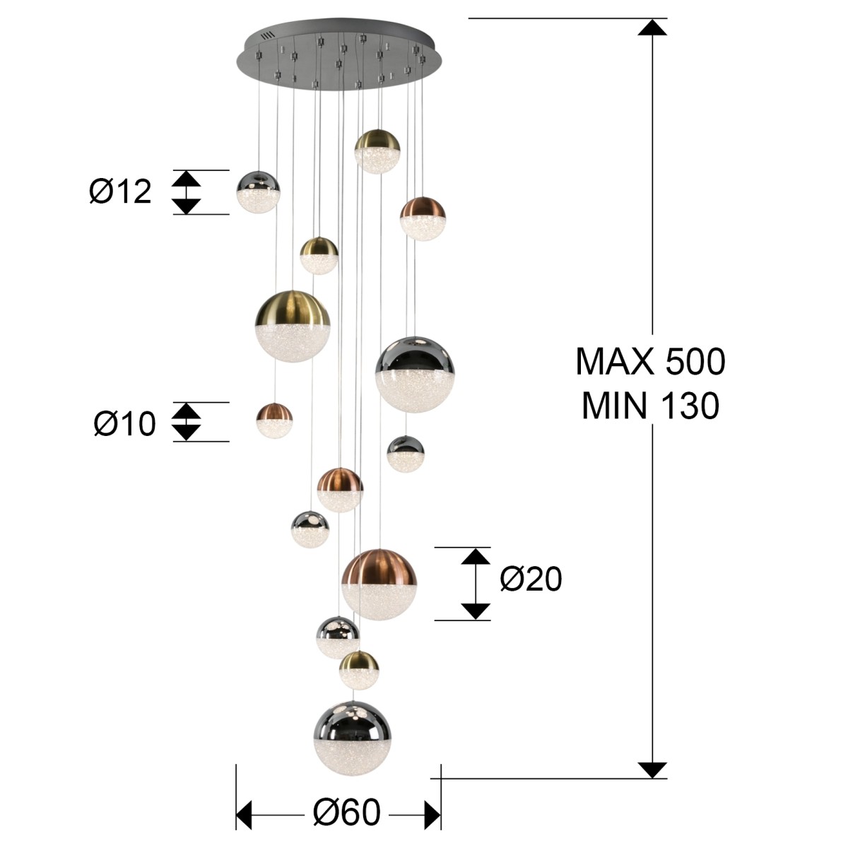 Подвесной светильник Sphere 14L LED Ø60 X500Н DIM