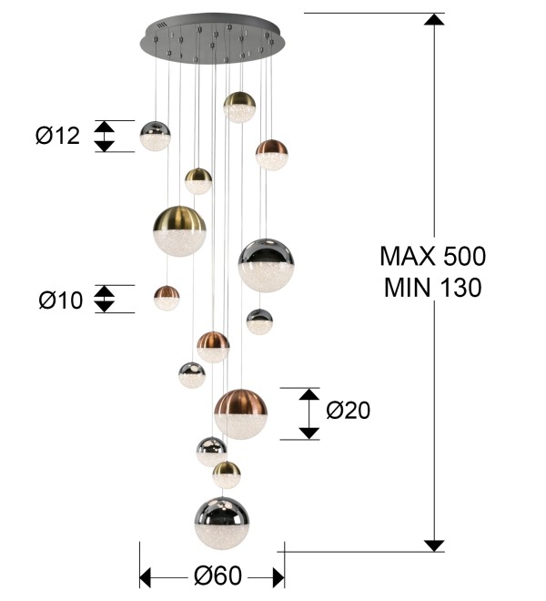 Подвесной светильник Sphere 14L LED Ø60 X500Н DIM