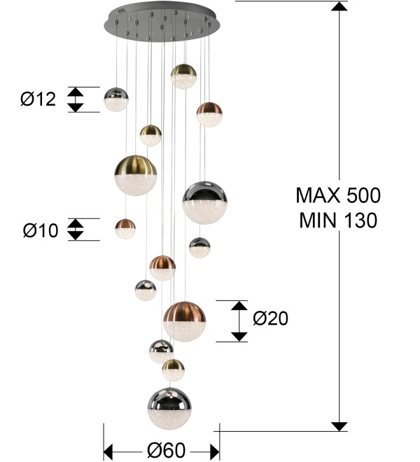 Подвесной светильник Sphere 14L LED Ø60 X500Н DIM