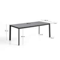 Уличный стол Anafi из спеченного камня и графитового алюминия 180 x 90см