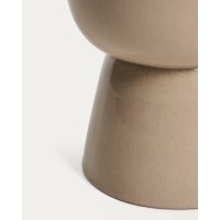 Уличный приставной столик Mesquida из керамики с глазурью цвета экрю 35 см
