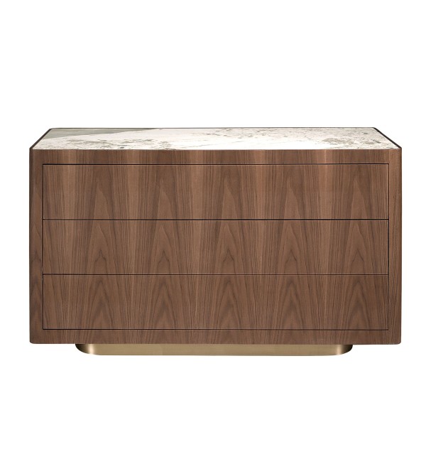Комод 7240 из ореха, золотистой стали и керамики в мраморной отделке