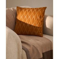 Чехол для подушки Branel из микровельвета оранжевый с вышивкой, 45 x 45 см
