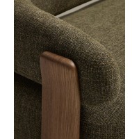 Двухместный диван Granite из зеленой синели и ясеня с отделкой под орех, 155 см