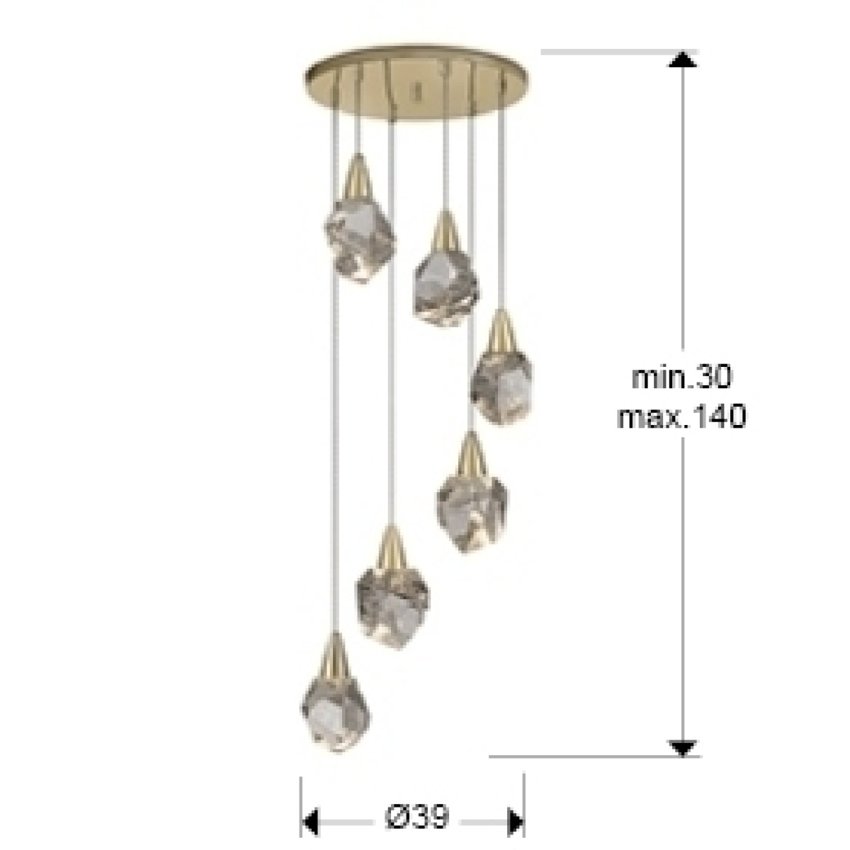 Люстра Aquaria 6L матовое золото