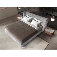 Кровать 7211 из ткани светло-голубовато-серого цвета