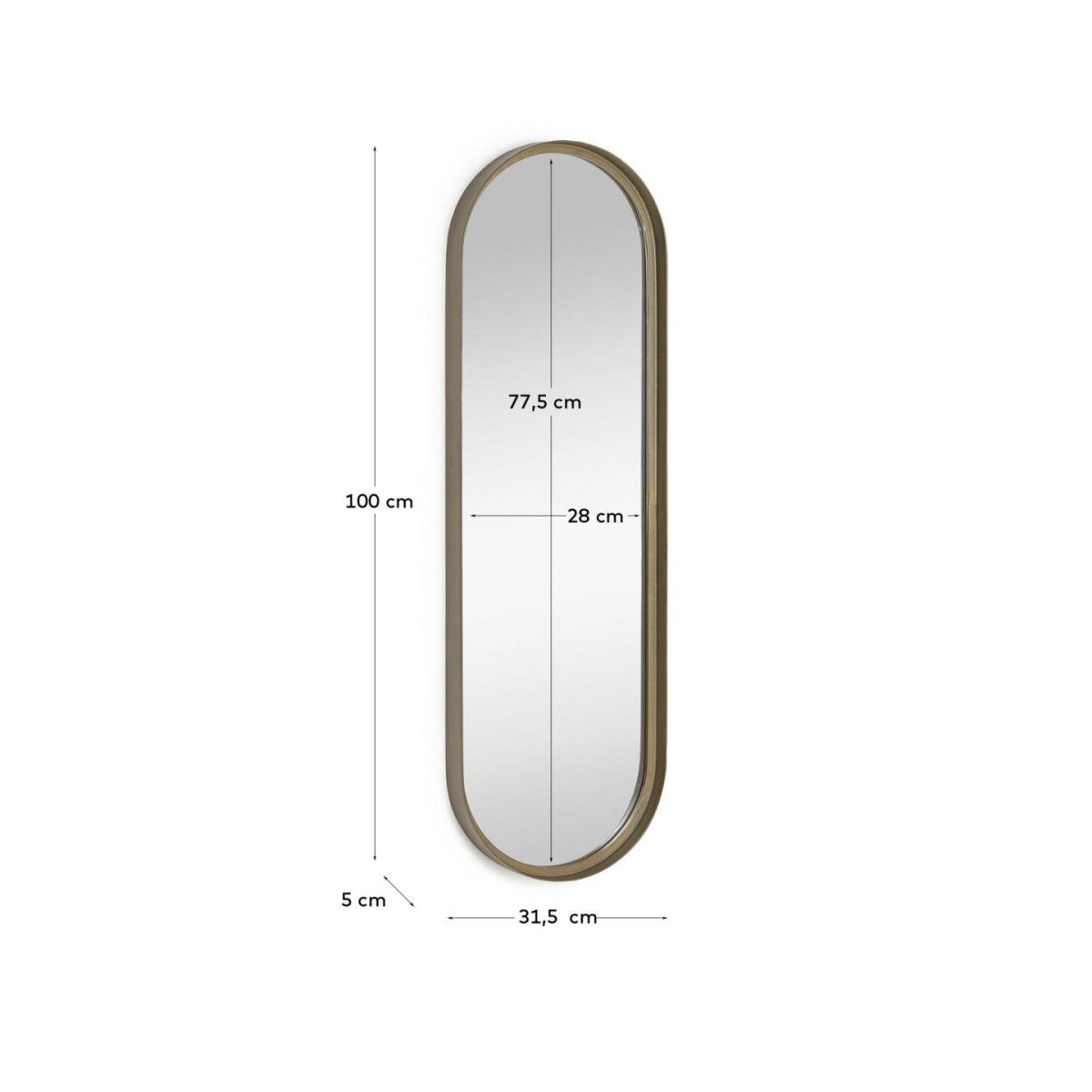Зеркало Tiare металлическое 31 x 101 см