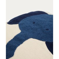 Подушка для пола из бежевого хлопка Tandani с изображением синего слона, 70 x 70 см