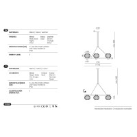 Люстра Irzo 6 матовый черный / коричневая кожа
