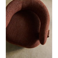 Granite Кресло из коричневого шенилла и массива ясеня в отделке орех