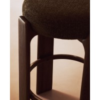 Барный табурет Granite из зеленой синели и массива ясеня с отделкой под орех