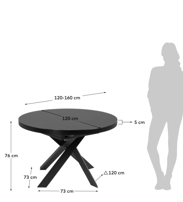 Стол раздвижной Vashti Ø 120 (160) cm стекло