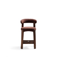 Полубарный стул Granite из коричневого шенилла и ясеня с отделкой орех 65 см