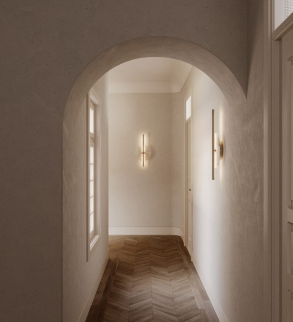 Бра Point латунный металл с диском из алебастра