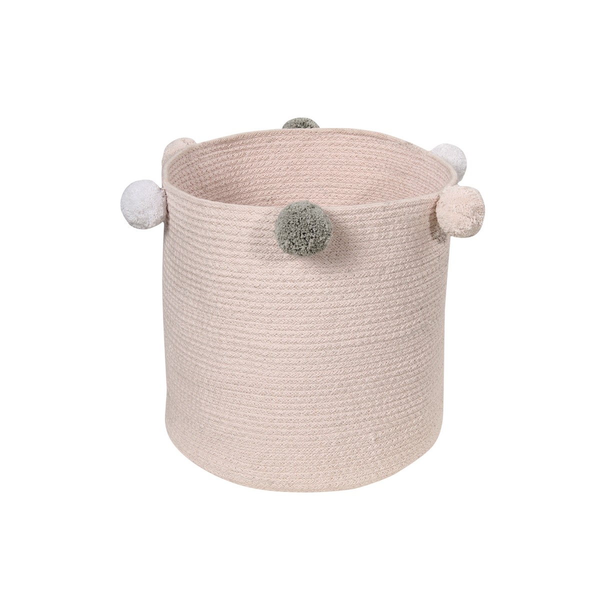 Корзина с помпонами розовая 30*30*30