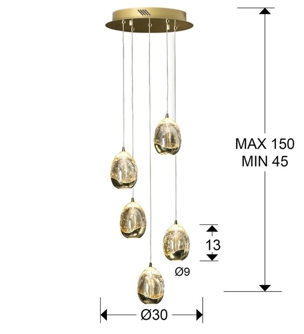 Люстра Rocio LED 5L DIM золотая