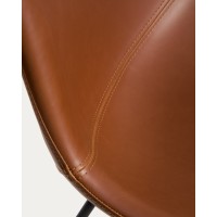 Стул Zahara из коричневой экокожи с черными стальными ножками