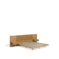 Кровать Norlen с 2 тумбочками из натурального шпона дуба, с подсветкой, 180 x 200 см