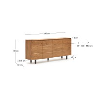 Сервант Uxue из массива акации с беленой отделкой 200 x 88