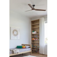 Потолочный вентилятор HEYWOOD L Ш1320 черный/орех 3P LED 10W TUYA