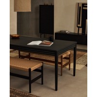 Раздвижной стол Lenon черный из шпона и массива дуба 160(240)x90