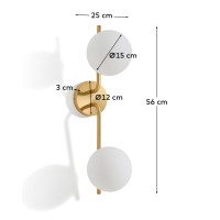 Бра Brisia из металла в латунной отделке со стеклянными плафонами Ø15 см