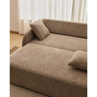 Трехместный диван-кровать Laira из бежевой синели, 218 см