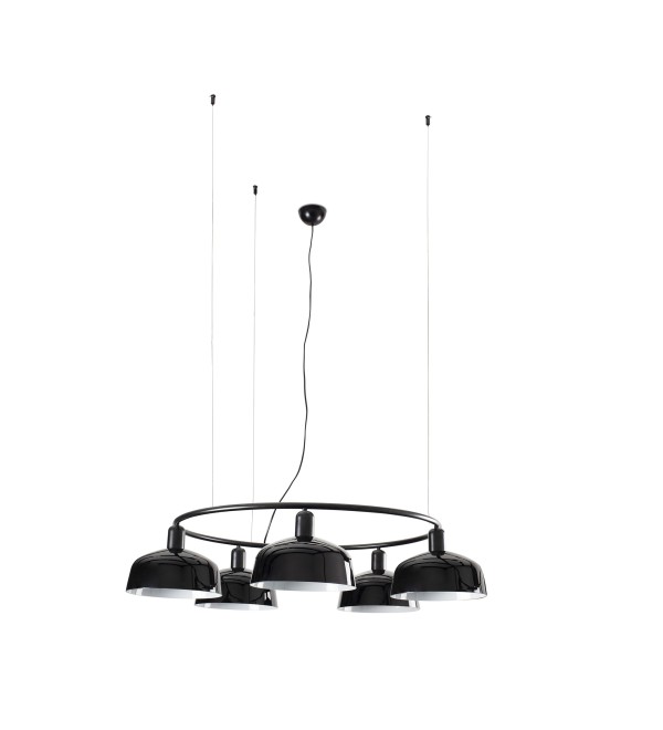 Люстра круглая TATAWIN M черная 5xE27