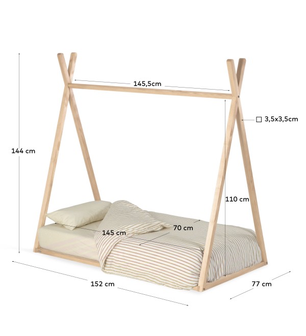 Детская кроватка Maralis из ясеня в виде вигвама 70 x 140 cm