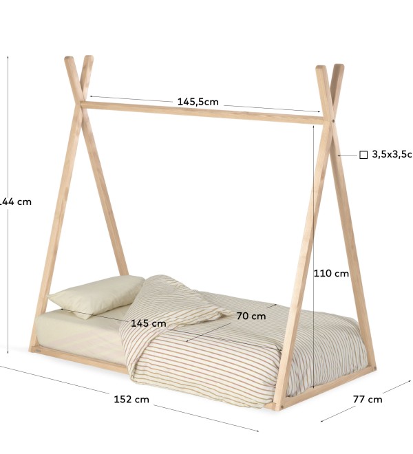 Детская кроватка Maralis из ясеня в виде вигвама 70 x 140 cm