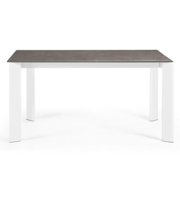 Стол Atta 160 (220)x90 керамика Vulcano Ash, белые ножки