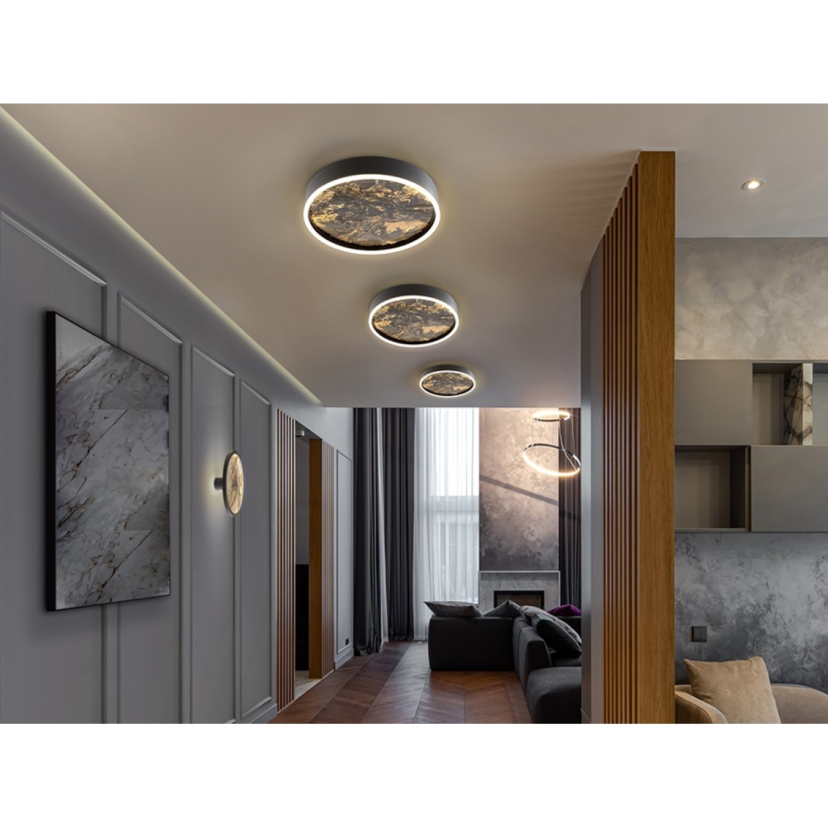Потолочный светильник Stone CCT- черный LED 40D