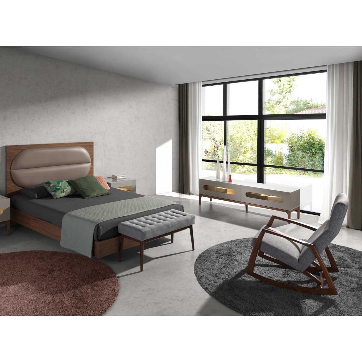 Кресло-качалка 5106/WD972 из серой ткани