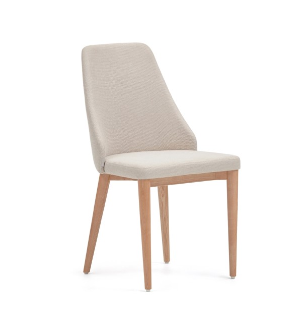 Rosie Стул из бежевой синели с ножками из массива ясеня