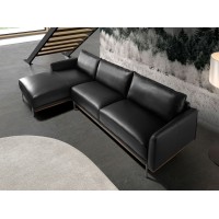 Угловой диван с левым шезлонгом 6198/5607-L-T541040 черная кожа