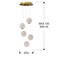 Люстра Austral LED 5L Ø32 золото