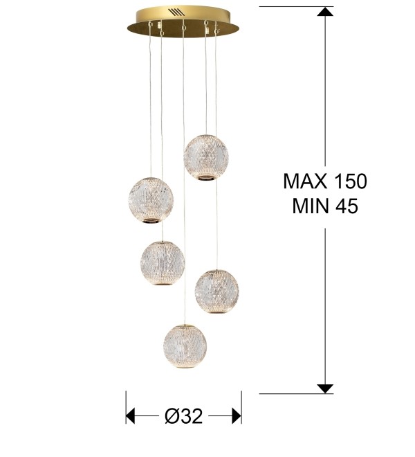 Люстра Austral LED 5L Ø32 золото