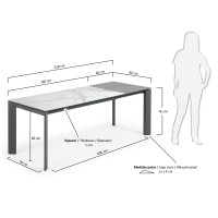 Стол Atta 160 (220) x90 антрацит, керамика