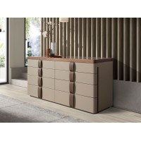 Комод 7203 из кожи, ореха и полированной стали