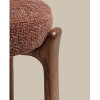 Granite Полубарный табурет из коричневого шенилла и массива ясеня в отделке орех 65 см