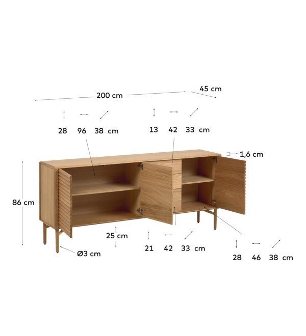 Сервант Lenon из древесины дуба 200 x 86 cm