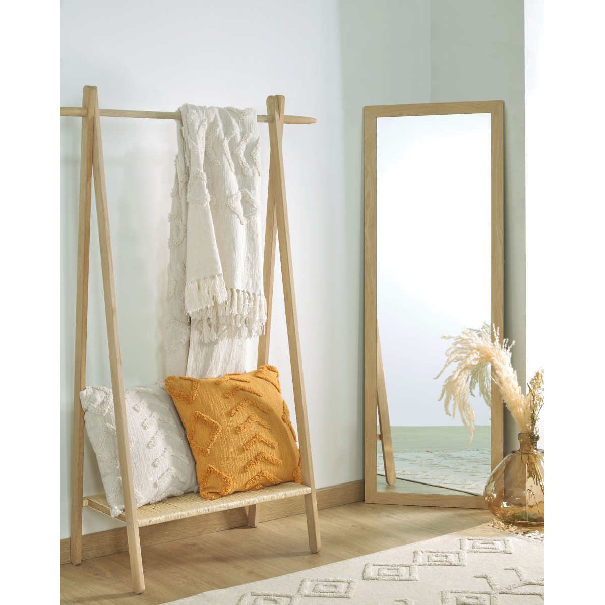 Зеркало Nerina 52 x 152 cm натуральная отделка в широкой раме