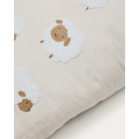 Чехол для подушки Milu из бежевого хлопка с вышивкой с овцами 45 x 45 см