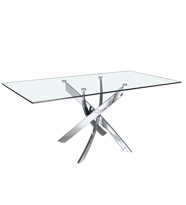 Стол обеденный прямоугольный F2133 /1061 стекло 180x95 с ножками из нержавеющей стали