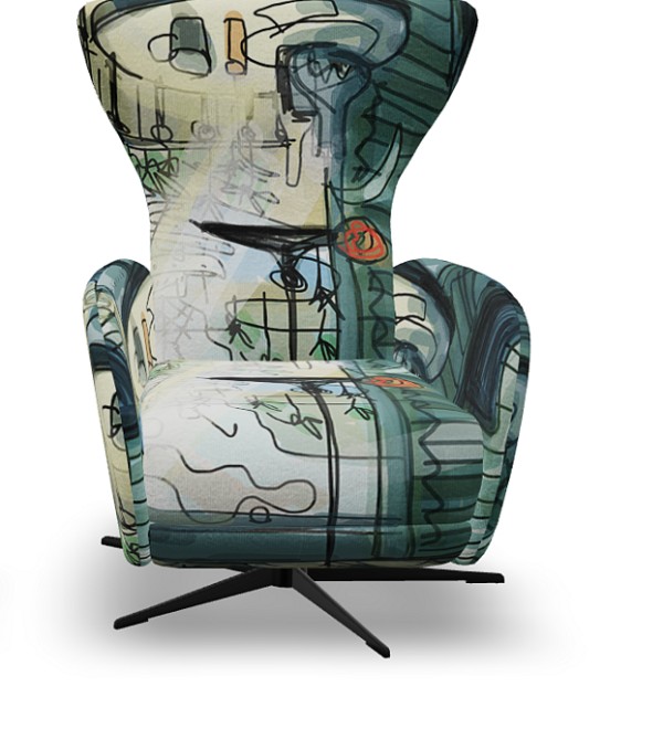 Кресло-реклайнер Mondrian Con Motor L-48, Base - Antracith Grey, ткань Mediterraneo S.6