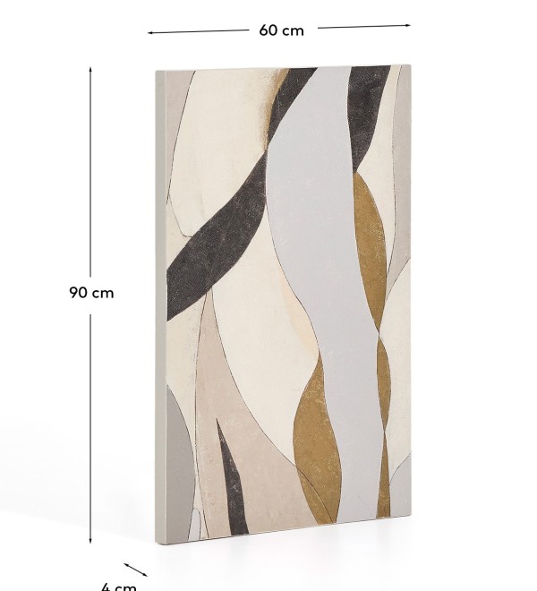 Абстрактный холст Marvilo серо-горчичного цвета 60 x 90 см