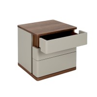 Прикроватная тумбочка 7166/MB2320NS из серого лака и шпона ореха