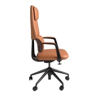 Поворотное офисное кресло 4261 из коричневой экокожи
