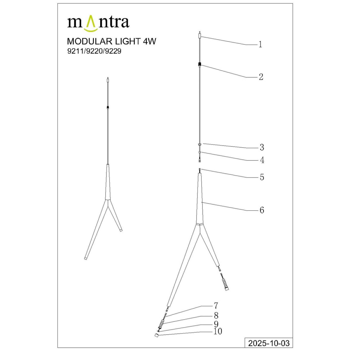 9356+9229 (1L) Подвесной светильник MANTRA ARRECIFE